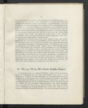 IV. [i.e. III] Die von 791 bis 819 erbaute Basilika Ratgars.