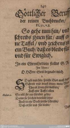 Göttlicher Beruff der reinen Buchdrucker/
