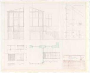 Wohnhaus Lepenies, Berlin-Steglitz Umbau Windfang und Veranda: Außentreppe der Veranda: Ansichten 1:20, Details 1:5
