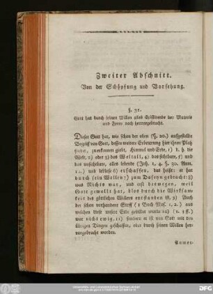 Zweiter Abschnitt. Von der Schöpfung und Vorsehung.