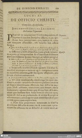 Locus XI. De Officio Christi