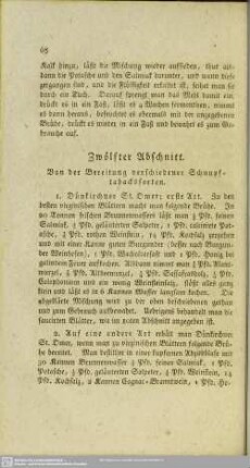 Zwölfter Abschnitt. Von der Bereitung verschiedener Schnupftabackssorten