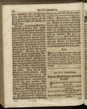 Die XXIII. Betrachtung. - Die XXIV. und letzte Betrachtung.