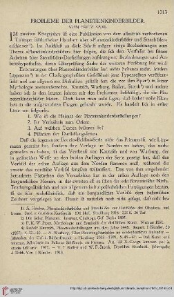Neue Folge 30 = Jahrgang 54: Probleme der Planetenkinderbilder