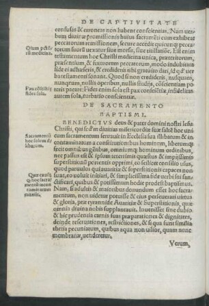 De Sacramento Baptismi.