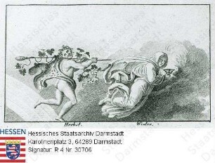 Gagern, Heinrich Freiherr v. (1799-1880) / Allegorie: Herbst und Winter / Widmungsblatt von Adolph Danner aus Mühlhausen/Thüringen, Burschenschafter in Jena, dat. im März 1819