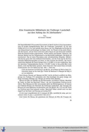 Eine französische Militärkarte der Freiburger Landschaft aus dem Anfang des 18. Jahrhunderts.