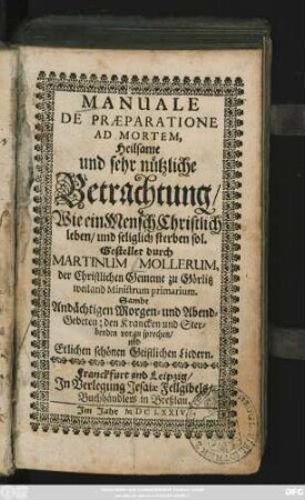 Manuale De Praeparatione Ad Mortem