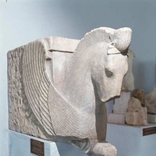 Thasos, Limenas Thasou, Archäologisches Museum : Thasos, Limenas Thasou, Archäologisches Museum, Pegasos, Protome (Fragment), aus dem Heraklesheiligtum, um 500-486 v. Chr.