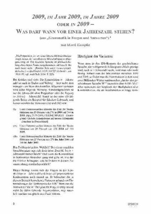 2009, im Jahr 2009, im Jahre 2009 oder in 2009 - was darf wann vor einer Jahreszahl stehen?