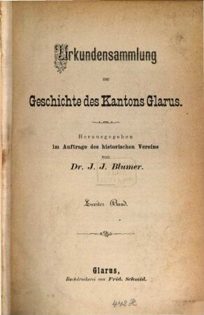 Urkundensammlung zur Geschichte des Kantons Glarus. 2
