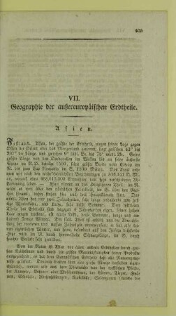 VII. Geographie der außereuropäischen Erdtheile