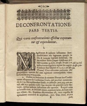 Pars Tertia. Qua varii confrontationis effectus exponuntur & expenduntur.