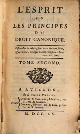 L' Esprit Ou Les Principes Du Droit Canonique, 2