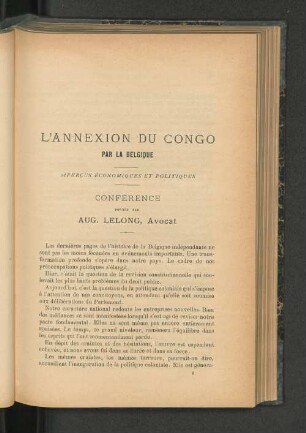L'Annexion Du Congo.