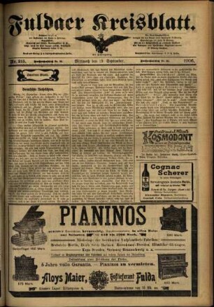 Zweite Ausgabe vom Mittwoch, den 19. September 1906.