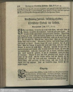 Am Sonntag Jubilate, (in Leipzig gehalten). Christliche Gedult im Leiden. Evangelium Joh. XVI, 16-23