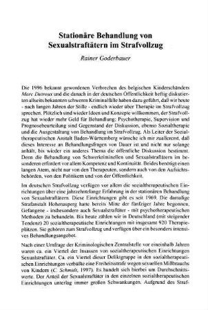 157-166, Stationäre Behandlung von Sexualstraftätern im Strafvollzug
