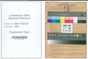 Entnazifizierung Klara Fassbender , geb. 03.06.1898 (Stadtangestellte)
