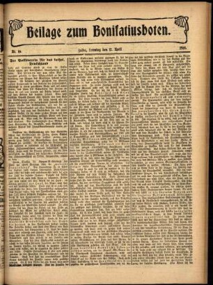 Zweite Ausgabe vom Sonntag, den 17. April 1910.