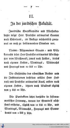 II. In der juridischen Fakultät.