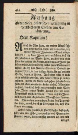 Anhang giebet dieser historischen Erzählung in verschiedenen Stellen eine Erläuterung.