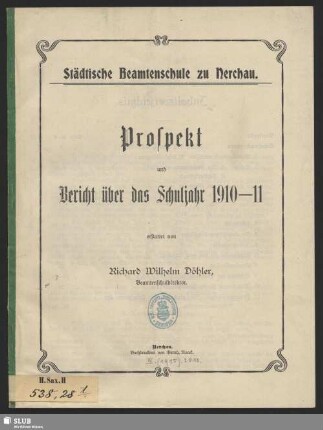 1910/11(1911): Prospekt und Bericht : über das Schuljahr ...