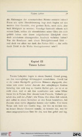 Kapitel III: Tizians Lehrer