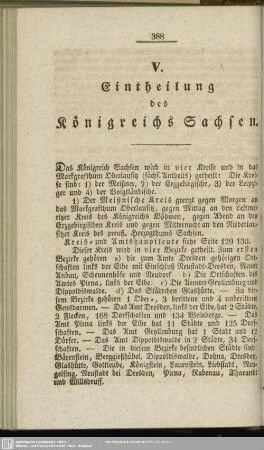 V. Eintheilung des Königreichs Sachsen