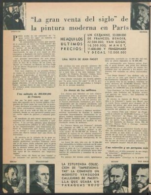 "La gran venta del siglo" de la pintura moderna en París