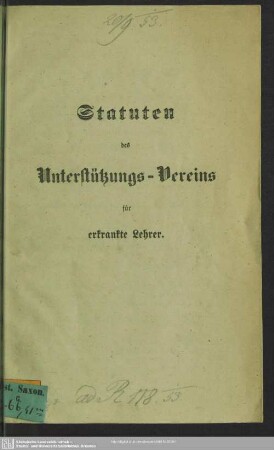 Statuten der Unterstützungs-Vereins für erkrankte Lehrer
