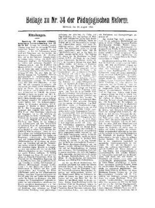 Mitteilungen : Beilage zu Nr. 34 der Pädagogischen Reform