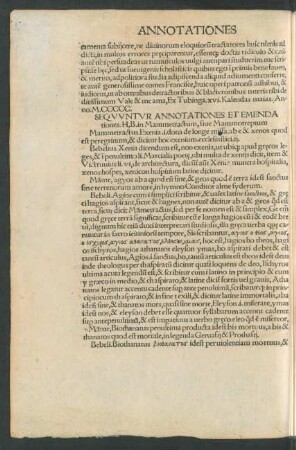 Sequuntur Annotationes Et Emendationes. H, B. in Mammetractum, sive Mammotreptum