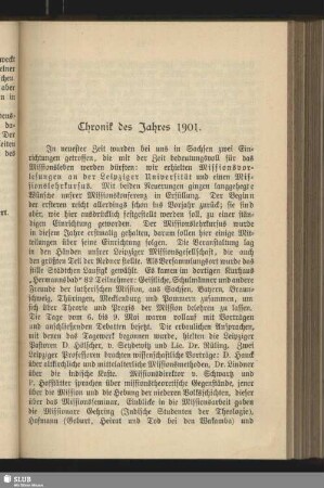 Chronik des Jahres 1901