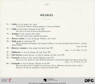 Meubles (Nr. 91-127)