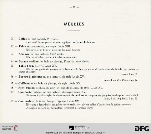 Meubles (Nr. 91-127)