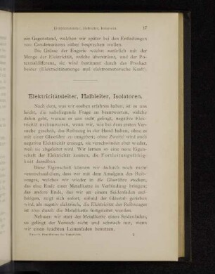 Elektricitätsleiter, Halbleiter, Isolatoren.