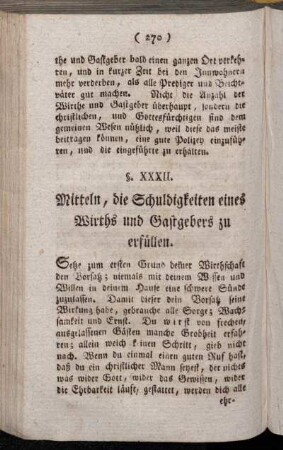 §. XXXII. Mitteln, die Schuldigkeiten eines Wirths und Gastgebers zu erfüllen.