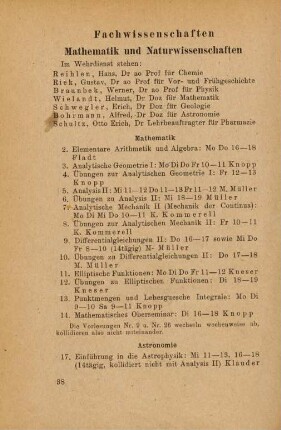 38-63, Fachwissenschaften