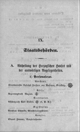 IX. Staatsbehörden