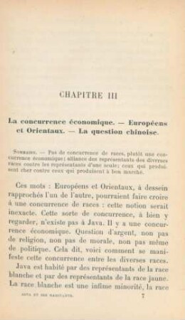 Chapitre III. La concurrence économique. - Euroéens et Orienteaux. - La question chinoise