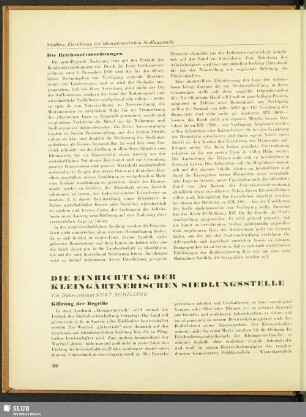 Die Einrichtung Der Kleingärtnerischen Siedlungsstelle