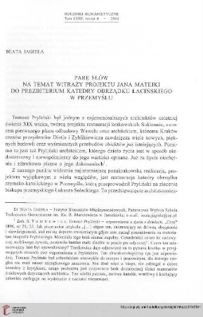 58: Parę słów na temat witraży projektu Jana Matejki do prezbiterium katedry obrządku łacińskiego w Przemyślu