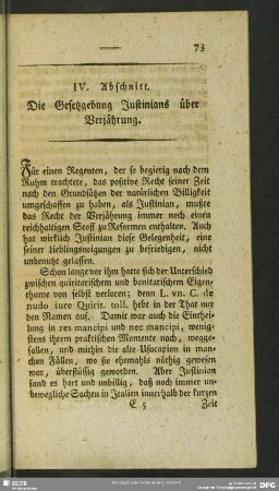 IV. Abschnitt. Die Gesetzgebung Justinians über Verjährung