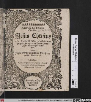 Erklärung deß frölichen Osterlieds/ Jesus Christus unser Heiland/ etc.