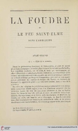 N.S. 12.1865: La foudre et le feu Saint-Elme dans l'antiquité, [1]