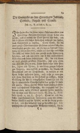 Die Evangelia an den Sonntagen Jubilate, Cantate, Rogate und Exaudi. Joh.15, V. 26 bis 16, V. 30