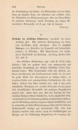 474-477 [Rezension] Atzberger, Leonhard, Geschichte der christlichen Eschatologie innerhalb der vornicänischen Zeit