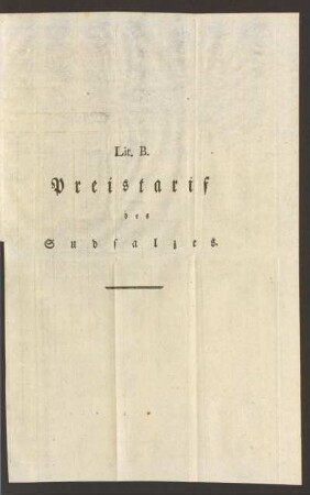 Preistarif des Sudsalzes