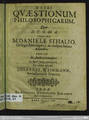 Decas quaestionum philosophicarum